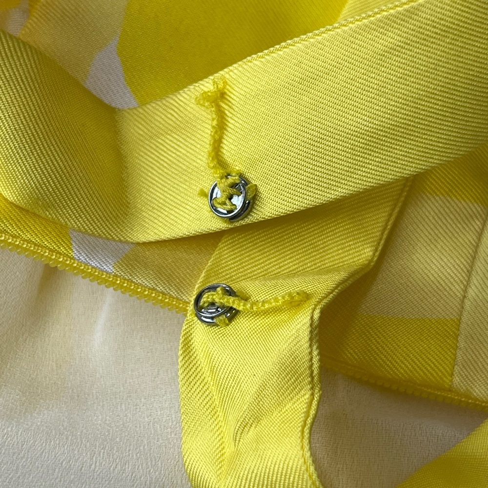 Banana Republic Y2K Silk Yellow Geometric Fit Flare Sundress Size 4 - Picture 11 of 11